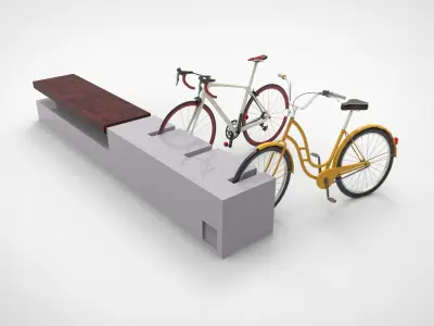 Public bike parking Low-poly 3D model