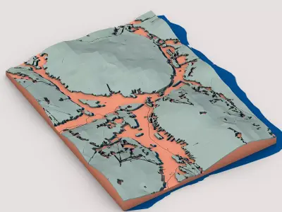 Low Poly Landscape Block for 3D Printing 3D model