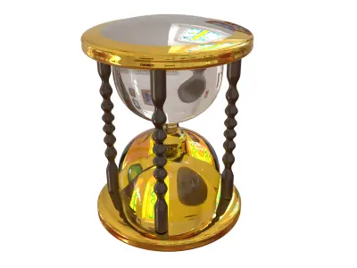 HourGlass golden Low-poly 3D model