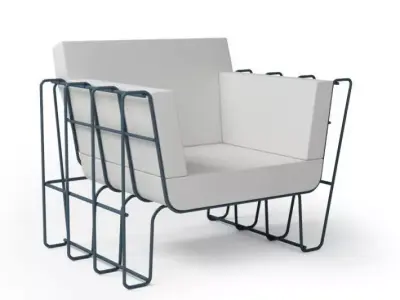 White modern armchair 059 am92 3D model