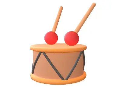 Cartoon Drum v1 002 Low-poly 3D model