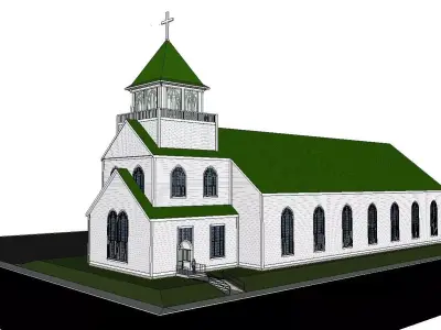 Architecture-Religion-God-Culture-Temple-0100 church with roof 3D model