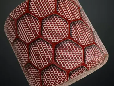Red Hexagonal Metal Grille PBR Seamless Texture