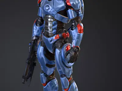Futuristic Armored Soldier   Sci-Fi Game Ready 3D Character PBR 3D model