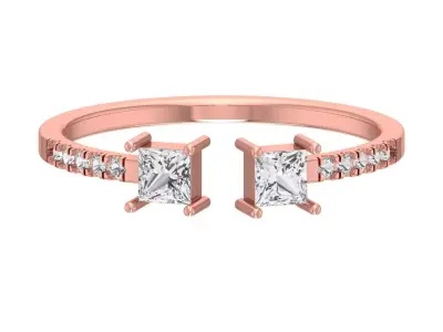 Open End Light Weight Princess stone Band Ring 3D print model