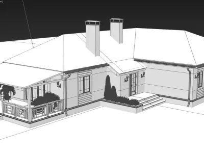 House 2 with patio 3D model