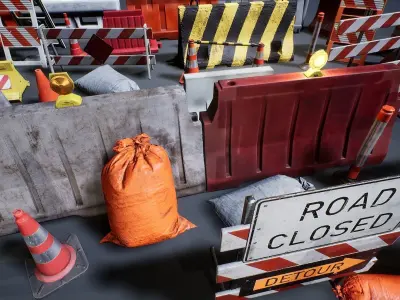 Barriers and Barricades Low-poly 3D model