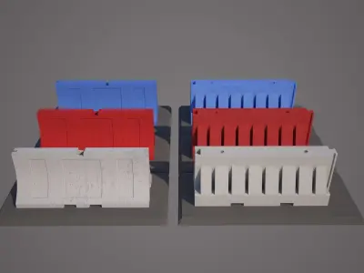 Plastic Traffic Water Barrier - Barricade Low-poly 3D model