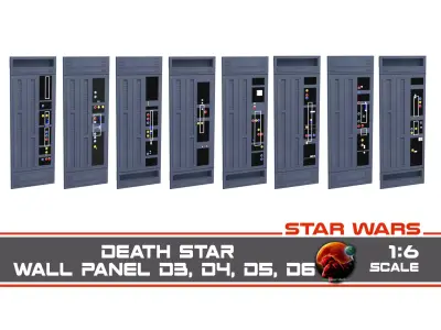 Death Star Wall Panel - D3 D4 D5 D6 - 1-6 scale Hottoys  3D print model