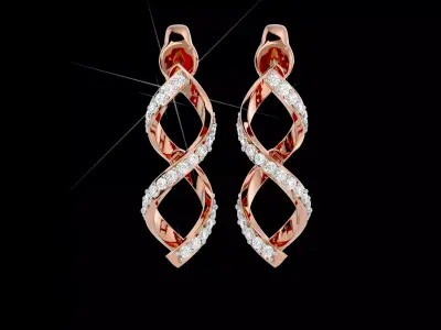 Light Minimalist Diamond Earrings 3D print model 7