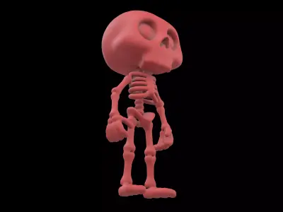 Cartoon Skull Character v1 005 Low-poly 3D model