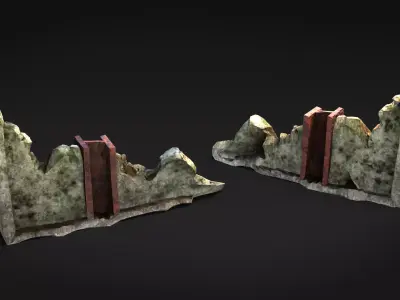 Ruined Brick Concrete Walls Pack - 14 Assets PBR Game Ready  Low-poly 3D model
