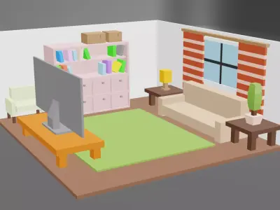 Low polly room Low-poly 3D model