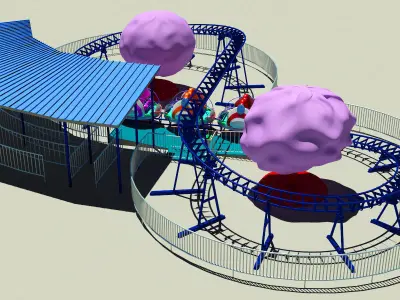 Family Roller Coaster Ride 3D model