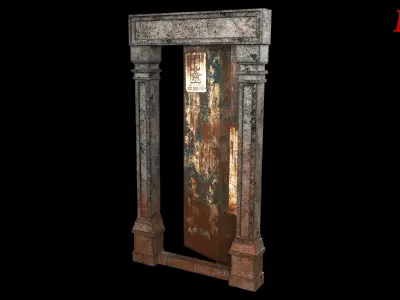  Realistic Wooden Door 3D Model Game-Ready Low-poly 3D model