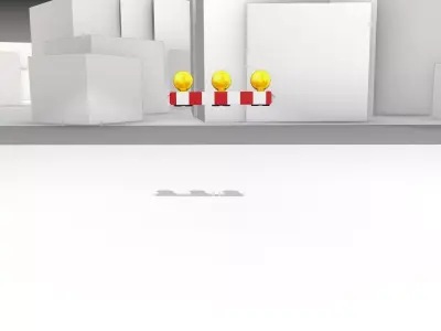 Construction Barrier 4 with warning lights 600-30 100x800mm Low-poly 3D model