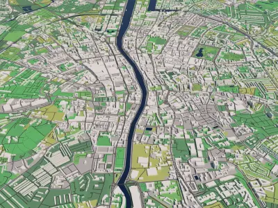Dublin Ireland 25x25km 3D City Map 3D model