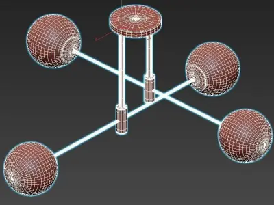 fidel-pl4-black three light fixtures with brass and balls 3D model