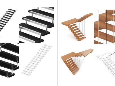 Modern Stairs Set 3D model