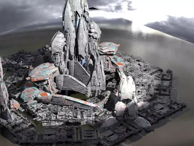 Sci fi extended moon base 3D model