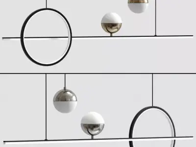 Tricolor Nordic Chandelier Led Pendant 3D model