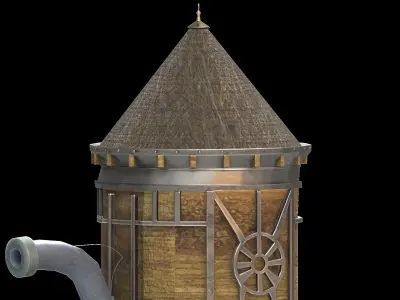 Western watertank Low-poly 3D model