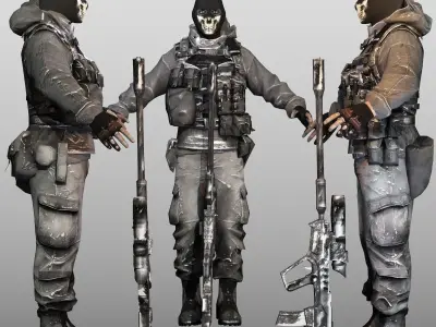 Ghost Soldier Low-poly 3D model