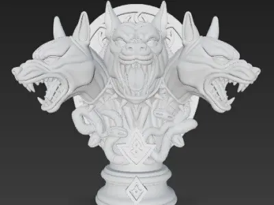 Cerberus Bust  3D Printable Mythological Three 3D print model