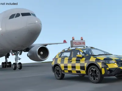  Subaru Follow Me Car Accompanies an Airbus A330-200 Airliner 