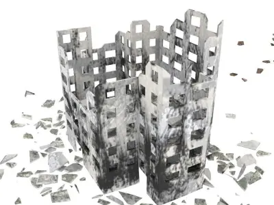 Destroyed town 3D model