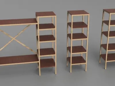 trys 1 three bookshelves on cobblestone street 3D model