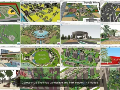 Collection 28 Sketchup Landscape and Park models 3D Model Pack