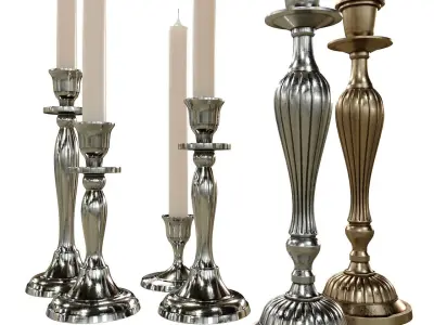 Candlesticks set candle holders - 3D model