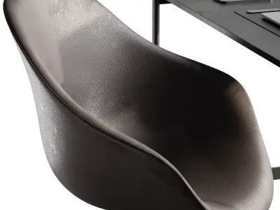 Workplace 6 desk with chair and laptop 3D model