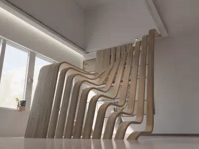 PARAMETRIC STAIRCASE-1 Low-poly 3D model