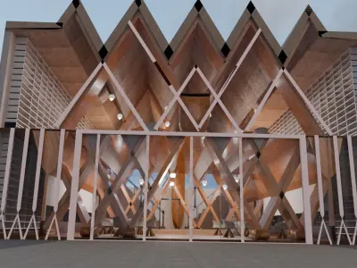 Modern Book Library 3D model