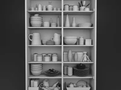 shadowcase kitchen cabinet with glass doors 3D model