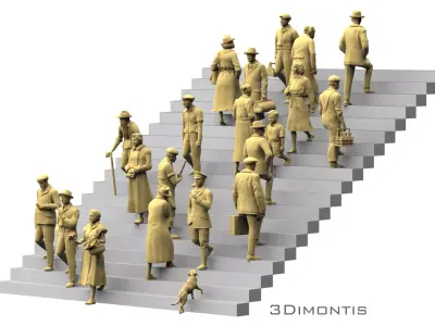Retro People on the Stairs 3D print model