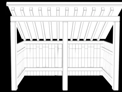 Wooden Livestock Shed  Low-poly 3D model