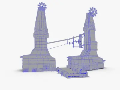 Medieval Windmill Environment Low-poly 3D model