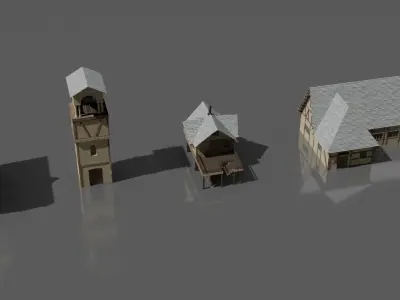Medieval Village Bundle 01 Low-poly 3D model