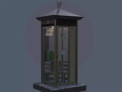 Payphone Booth Low-poly 3D model