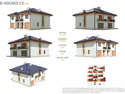 Collection of Houses 3 Full 32models 3D Model Pack