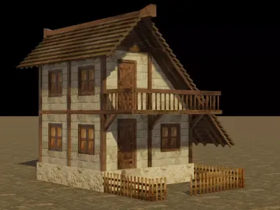 Medieval house 20 Low-poly 3D model