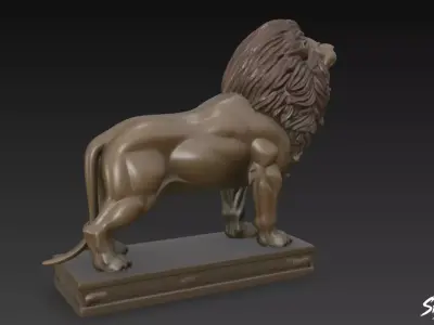 Lion Statue V25 Low-poly 3D model