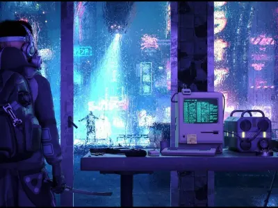 CYBERPUNK RAIN SCENE - Cinema4d and Corona Scene 3D model 3D model