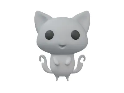 Double Tail Cat Ghost Character v1 005 Low-poly 3D model