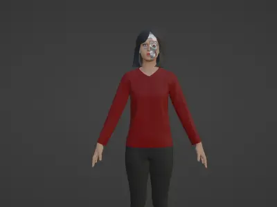 Cyber Character - Robot Woman Low-poly 3D model