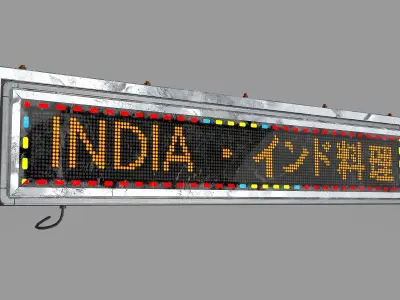Game Ready Japanese Signs Set Neon Signs Sign Led Medium Low-poly 3D model