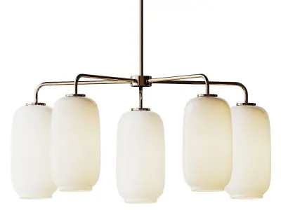 Sculptural Glass 5-Light Pebble Chandelier - Milk 3D model